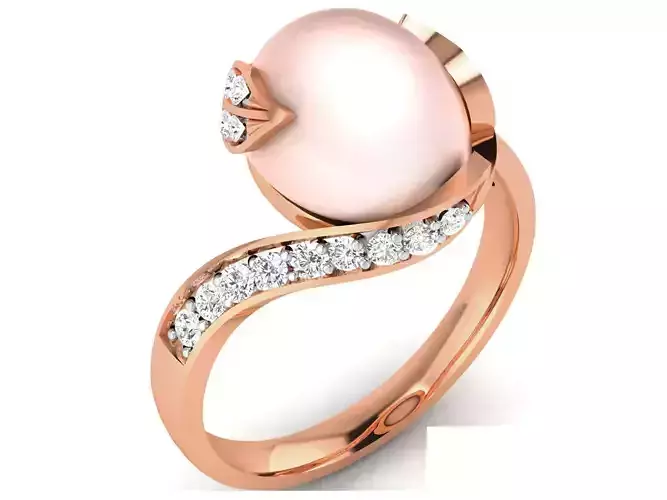 Women Pearl Ring 3dm render details