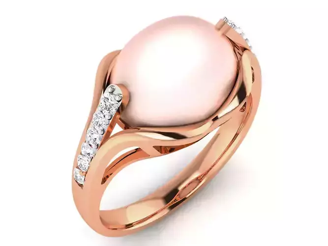Women Pearl Ring 3dm render details