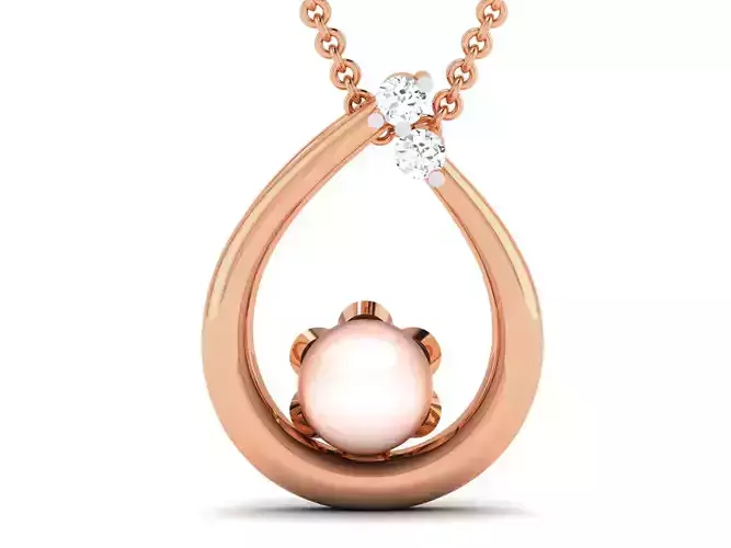 Women pearl pendant 3dm render detail