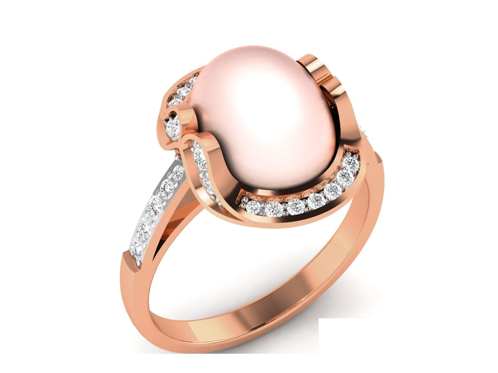 Women Pearl Ring 3dm render details 3D print model_5