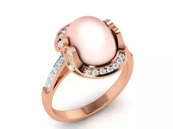 Women Pearl Ring 3dm render details