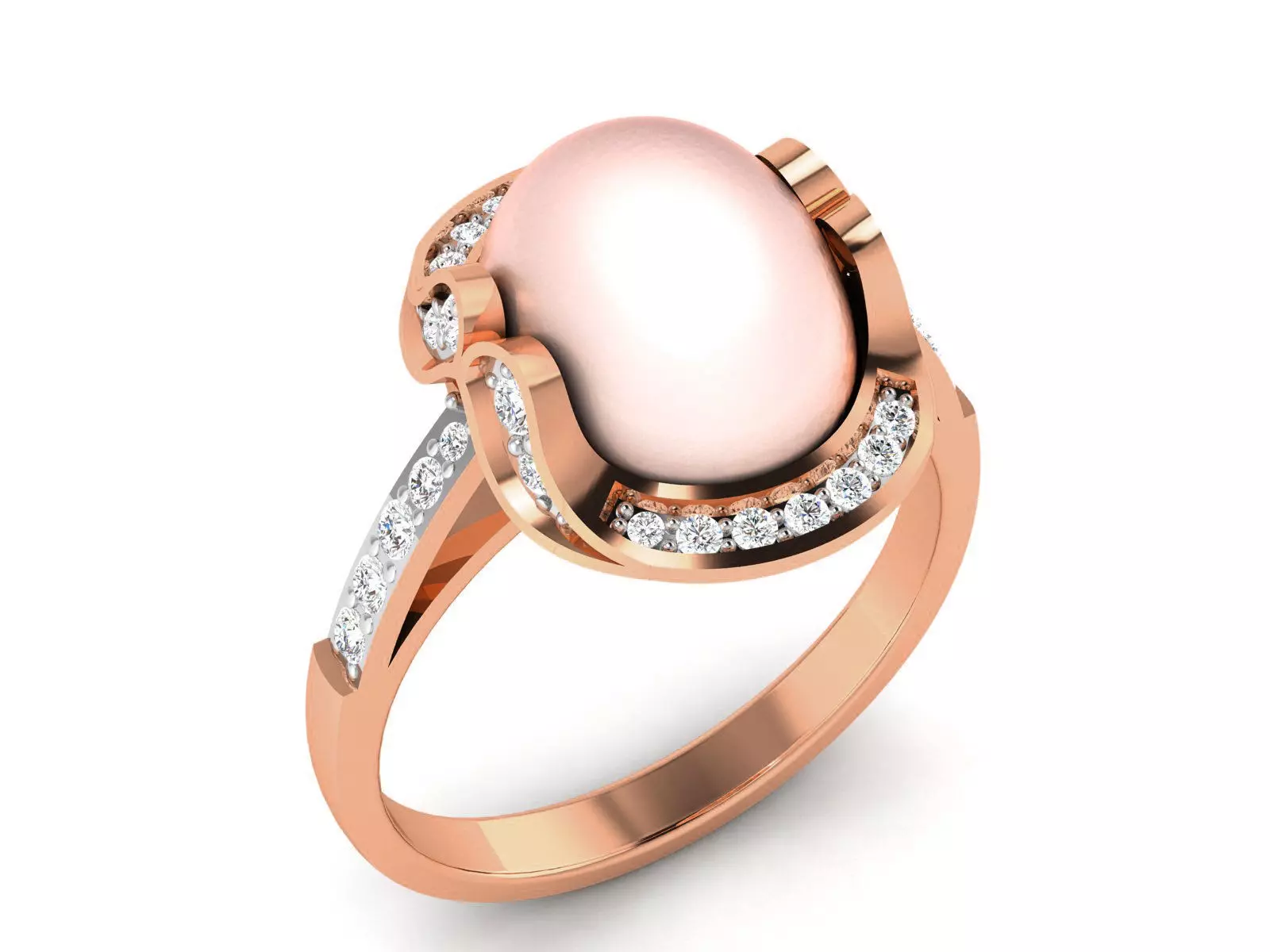Women Pearl Ring 3dm render details 3D print model_0