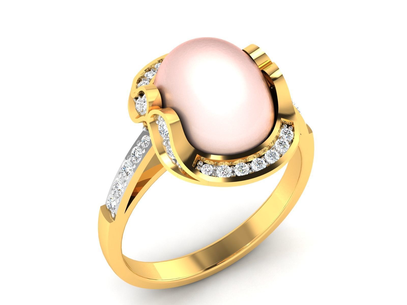 Women Pearl Ring 3dm render details 3D print model_3