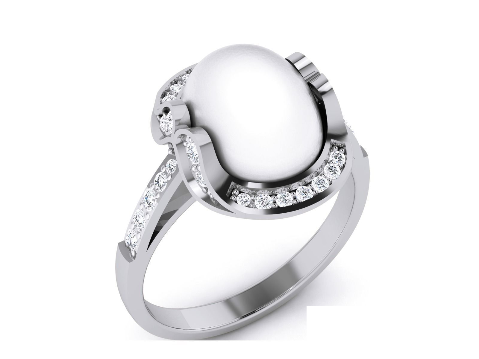Women Pearl Ring 3dm render details 3D print model_4