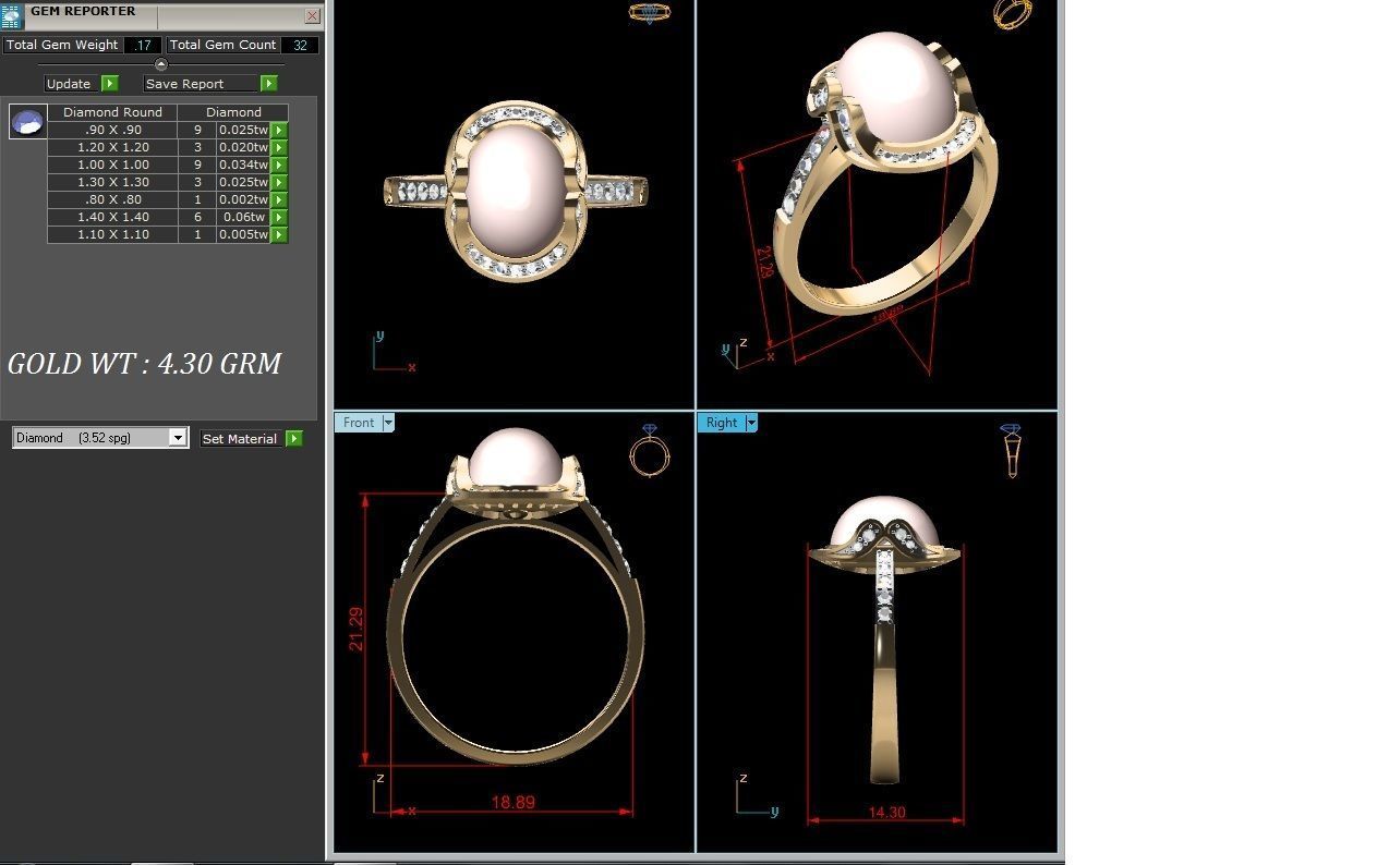 Women Pearl Ring 3dm render details 3D print model_24