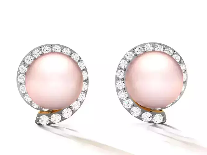 Pearl High Jewelry Diamond Earrings 3dm renders details
