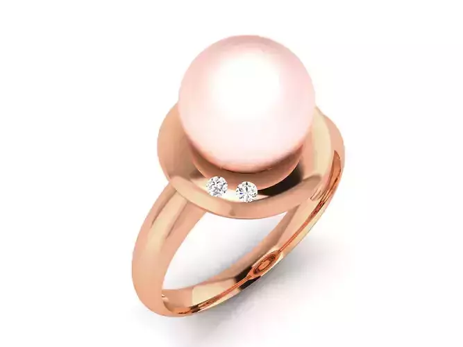Women Pearl Ring 3dm render details