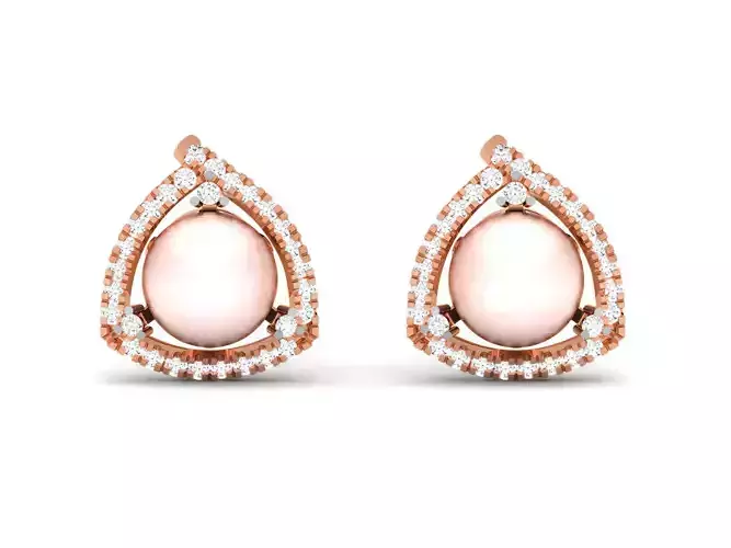 Pearl High Jewelry Diamond Earrings 3dm renders details 3D print model