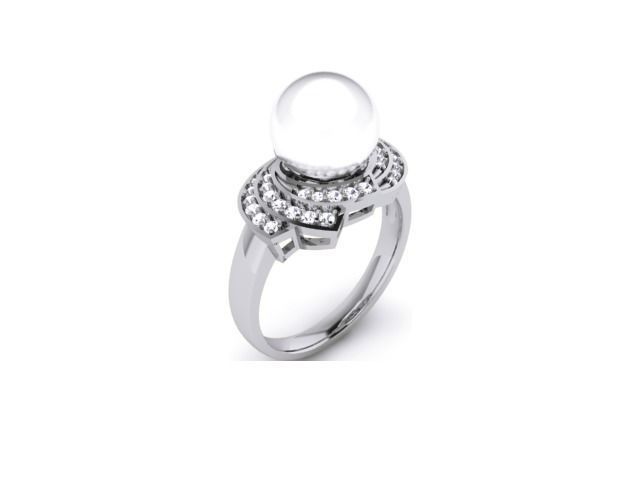 Women Pearl Ring 3dm render details 3D print model_4