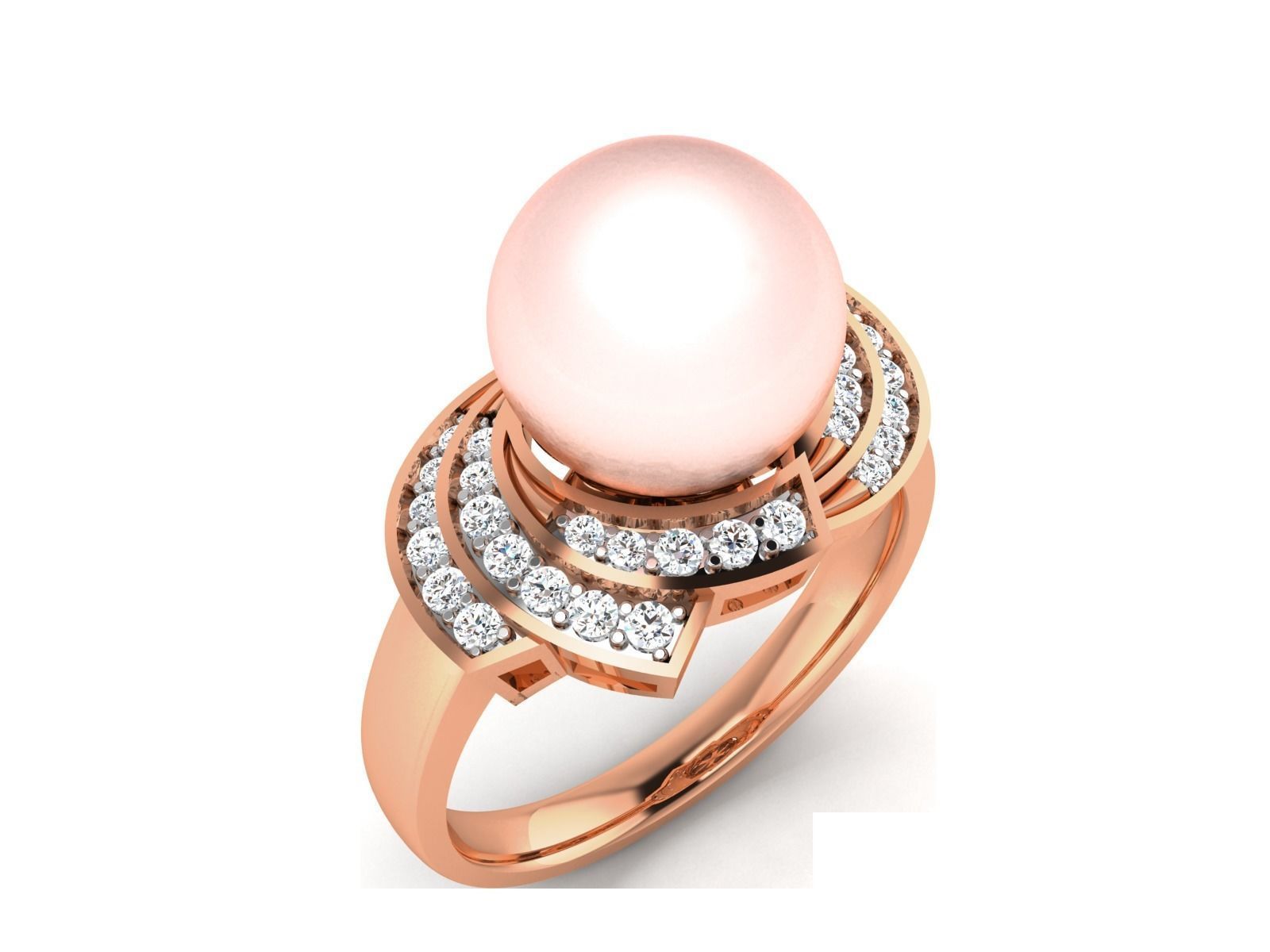 Women Pearl Ring 3dm render details 3D print model_23
