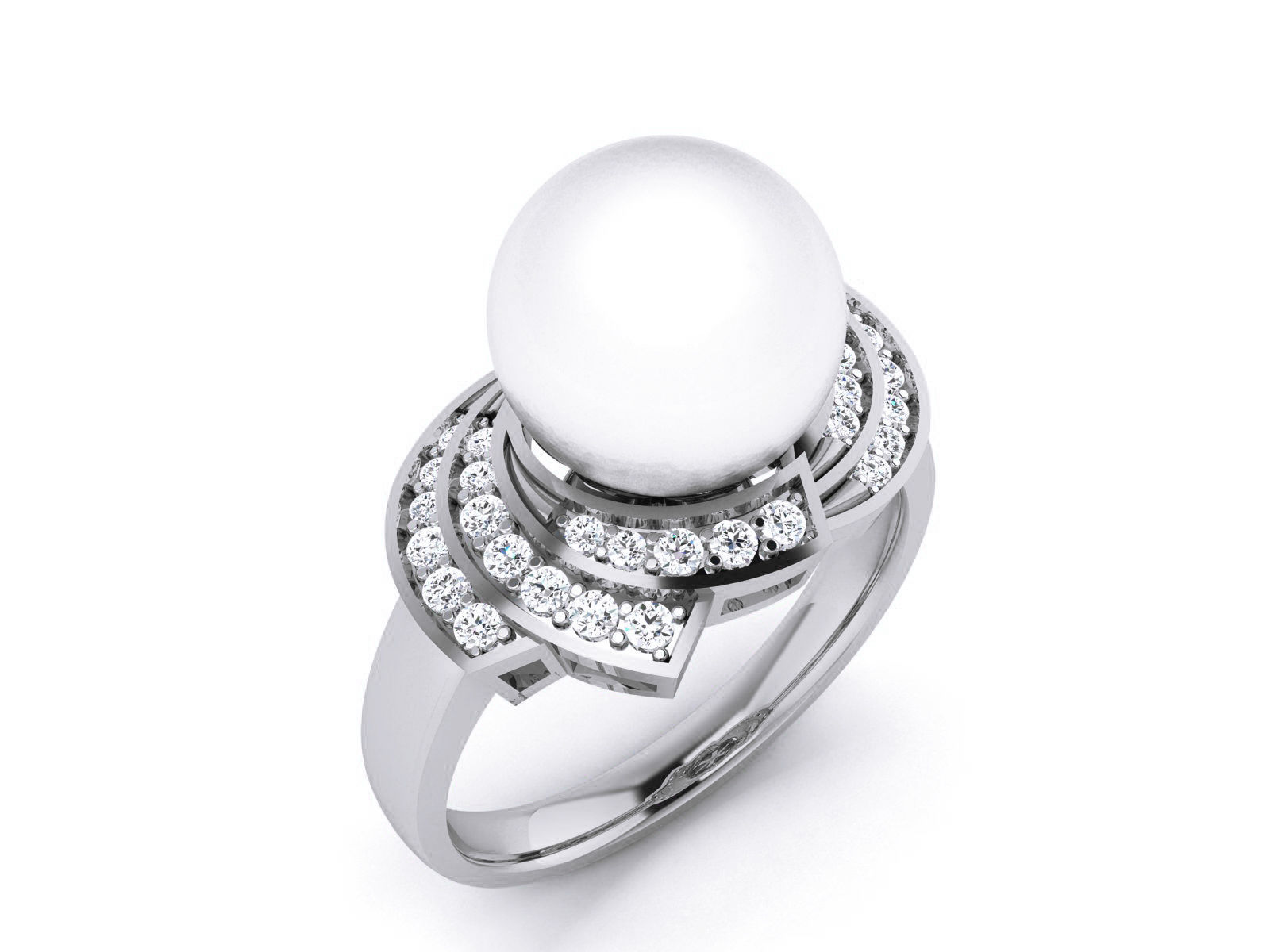 Women Pearl Ring 3dm render details 3D print model_19