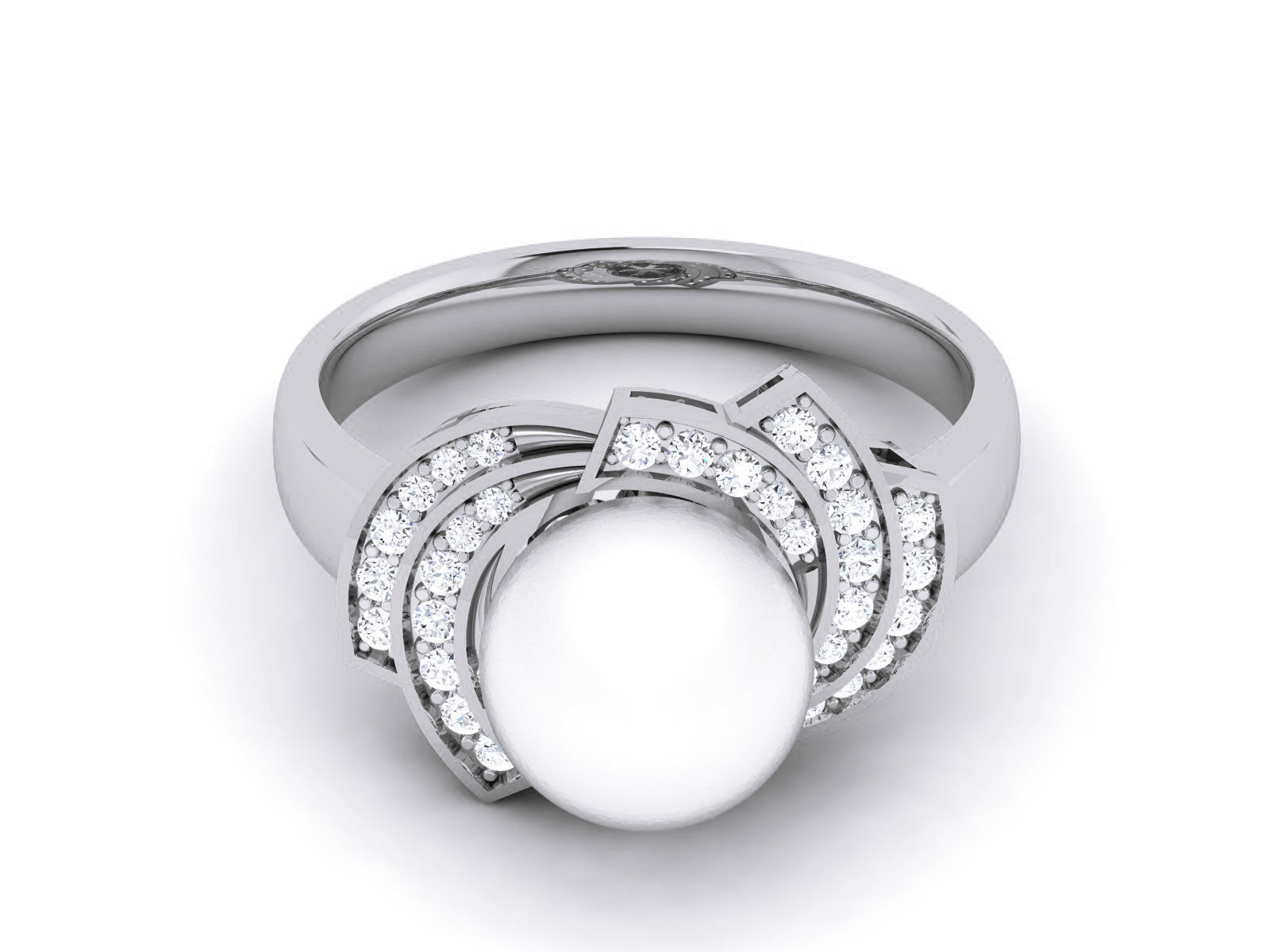 Women Pearl Ring 3dm render details 3D print model_38