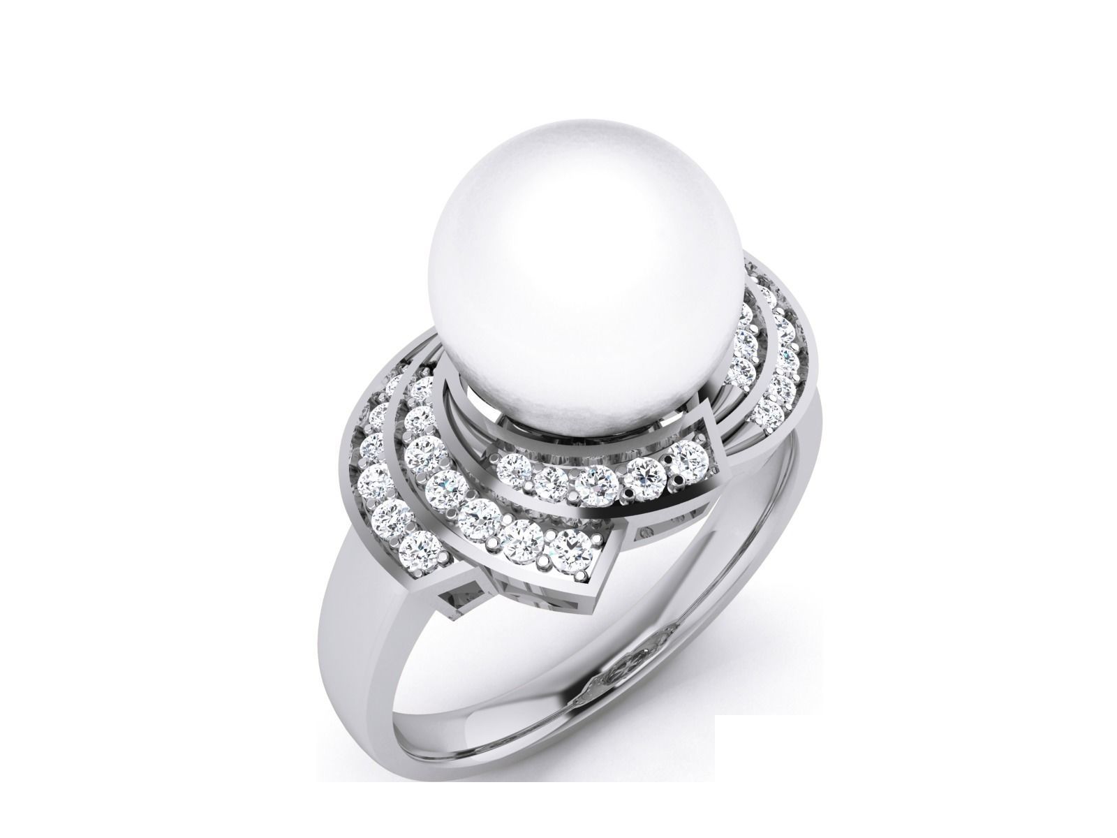 Women Pearl Ring 3dm render details 3D print model_21