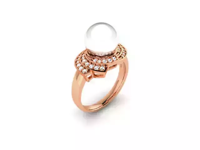Women Pearl Ring 3dm render details