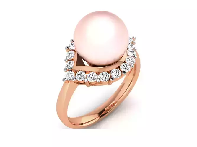 Women Pearl Ring 3dm render details