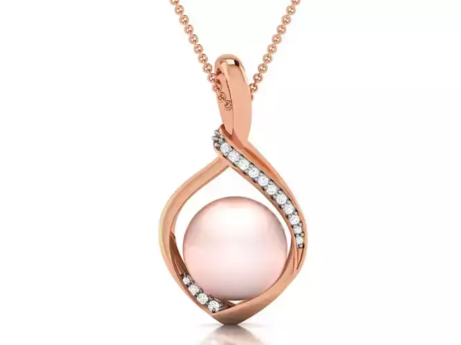 Women pearl pendant 3dm render detail