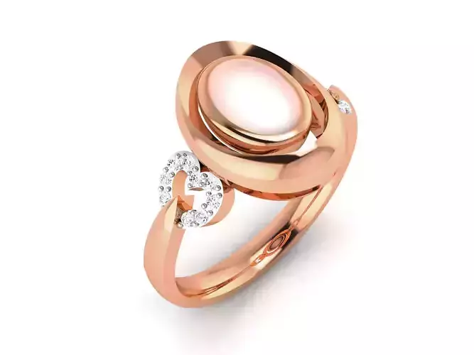 Women Pearl Ring 3dm render details
