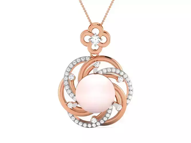 Women pearl pendant 3dm render detail