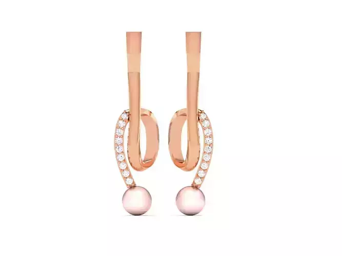 Pearl High Jewelry Diamond Earrings 3dm renders details 3D print model