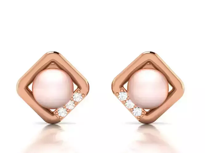 Pearl High Jewelry Diamond Earrings 3dm renders details 3D print model