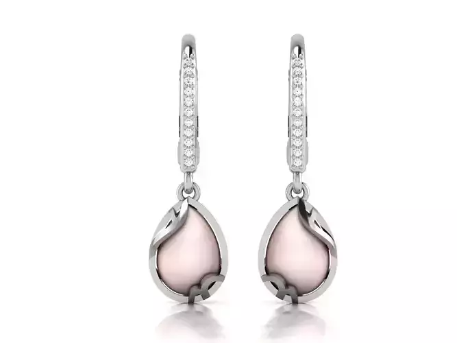Pearl High Jewelry Diamond Earrings 3dm renders details 3D print model