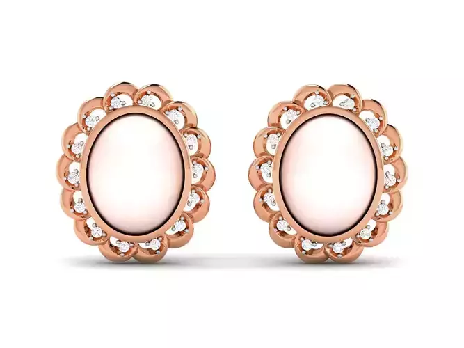 Pearl High Jewelry Diamond Earrings 3dm renders details 3D print model