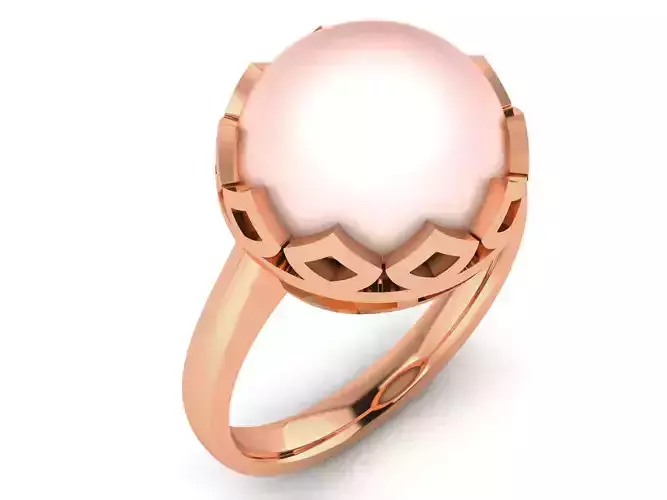 Women Pearl Ring 3dm render details