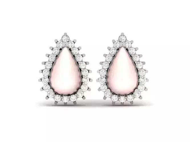 Pearl High Jewelry Diamond Earrings 3dm renders details 3D print model
