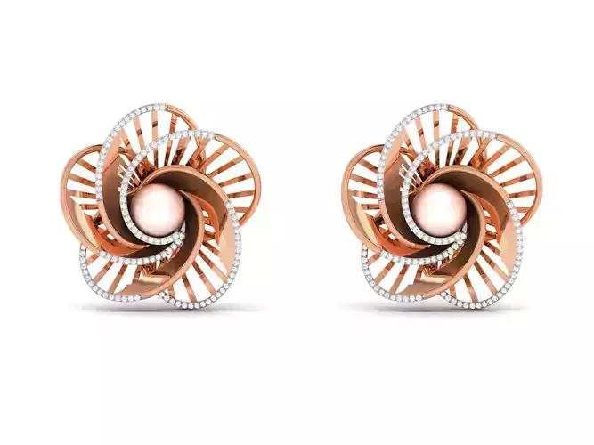 Pearl High Jewelry Diamond Earrings 3dm renders details 3D print model