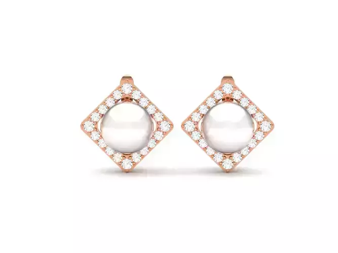 Pearl High Jewelry Diamond Earrings 3dm renders details 3D print model