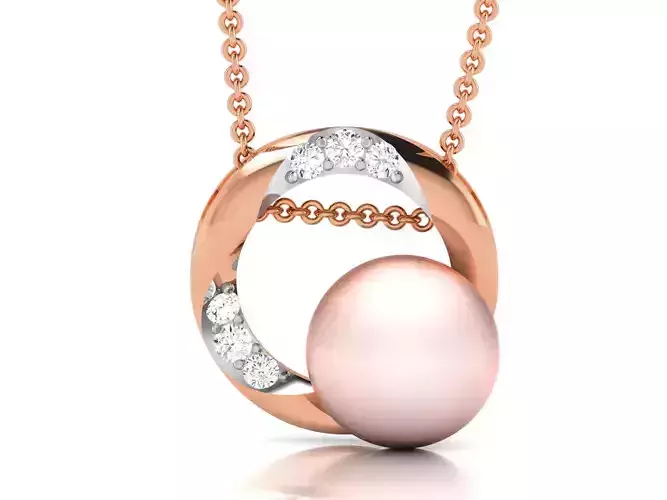 Women pearl pendant 3dm render detail