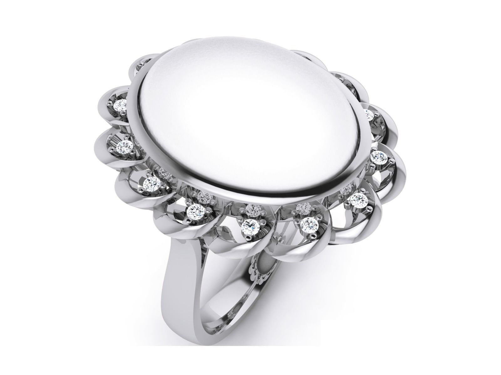 Women Pearl Ring 3dm render details 3D print model_10