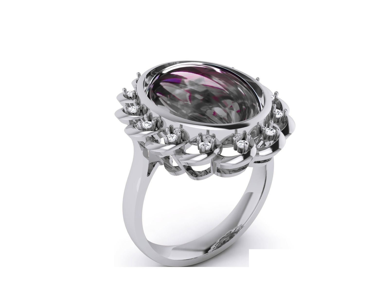 Women Pearl Ring 3dm render details 3D print model_41