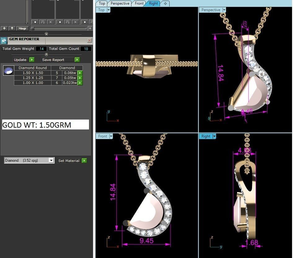 Women pearl pendant 3dm render detail 3D print model_3
