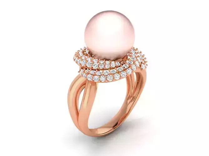 Women Pearl Ring 3dm render details 3D print model