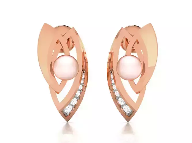 Pearl High Jewelry Diamond Earrings 3dm renders details 3D print model