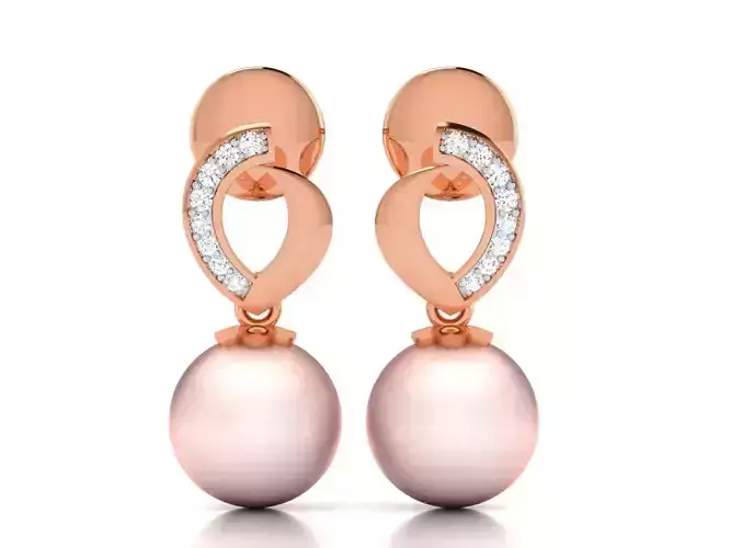 Pearl High Jewelry Diamond Earrings 3dm renders details 3D print model