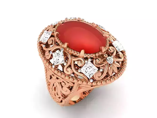 Women Pearl Ring 3dm render details