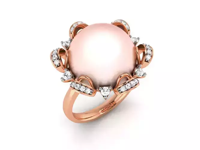 Women Pearl Ring 3dm render details