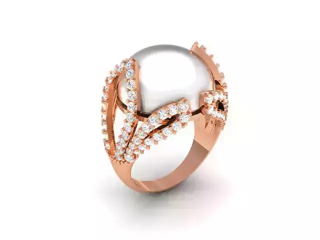Women Pearl Ring 3dm render details