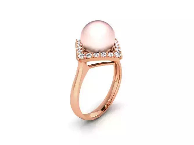 Women Pearl Ring 3dm render details