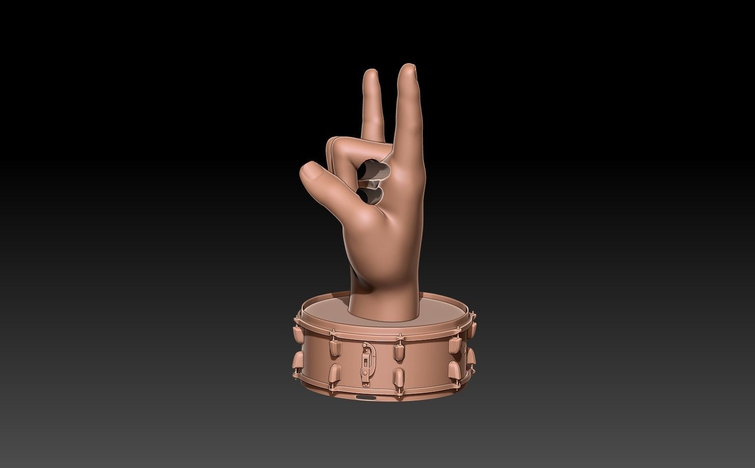 The drumstick holder hand 16mm - Drum Base 3D print model_1