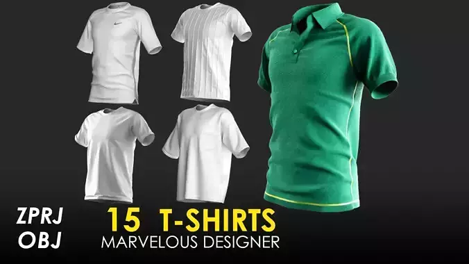 15 T-Shirts - Base Mesh 3D model