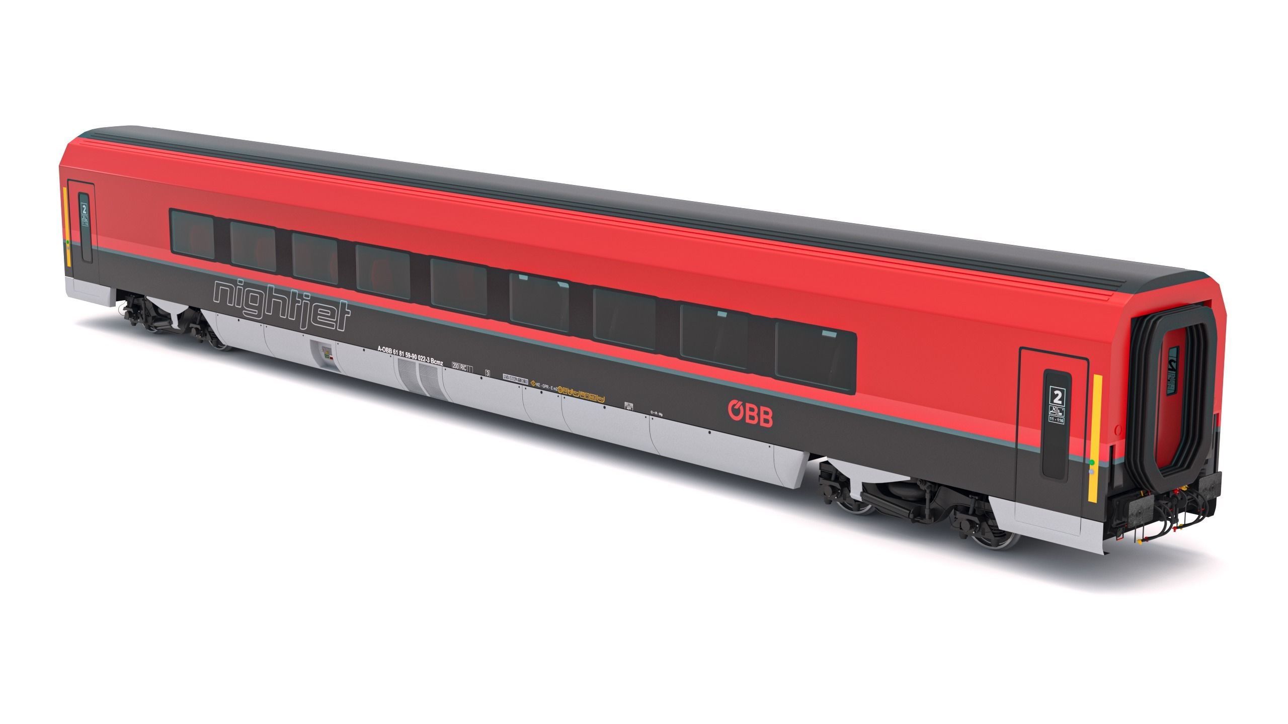 Ampz Rail Wagon OBB Nightjet 3 3D model_2