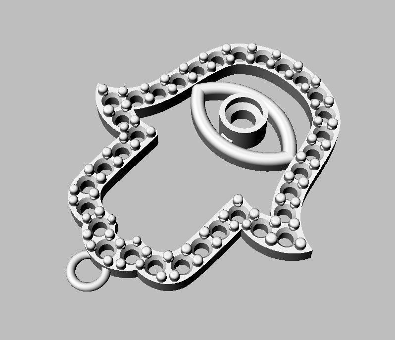Hamsa Pendant - 25mm 3D print model_17