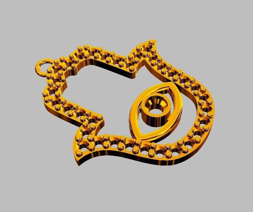 Hamsa Pendant - 25mm 3D print model_6
