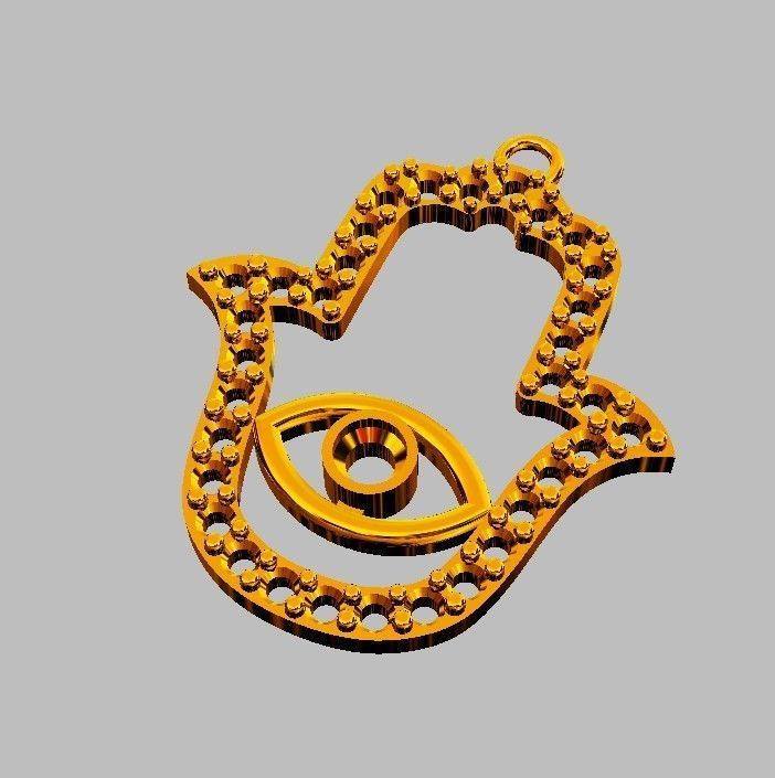 Hamsa Pendant - 25mm 3D print model_5