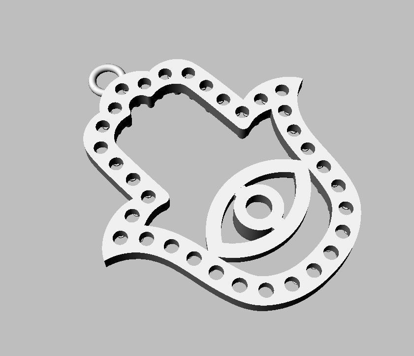 Hamsa Pendant - 25mm 3D print model_20