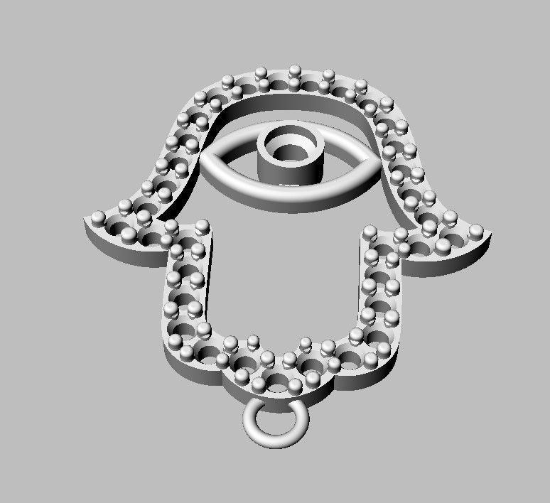 Hamsa Pendant - 25mm 3D print model_22