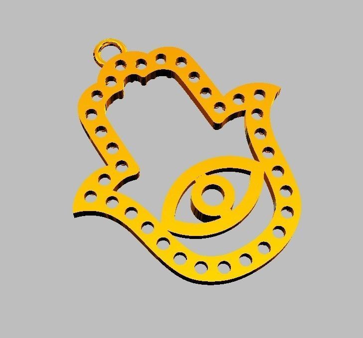 Hamsa Pendant - 25mm 3D print model_9